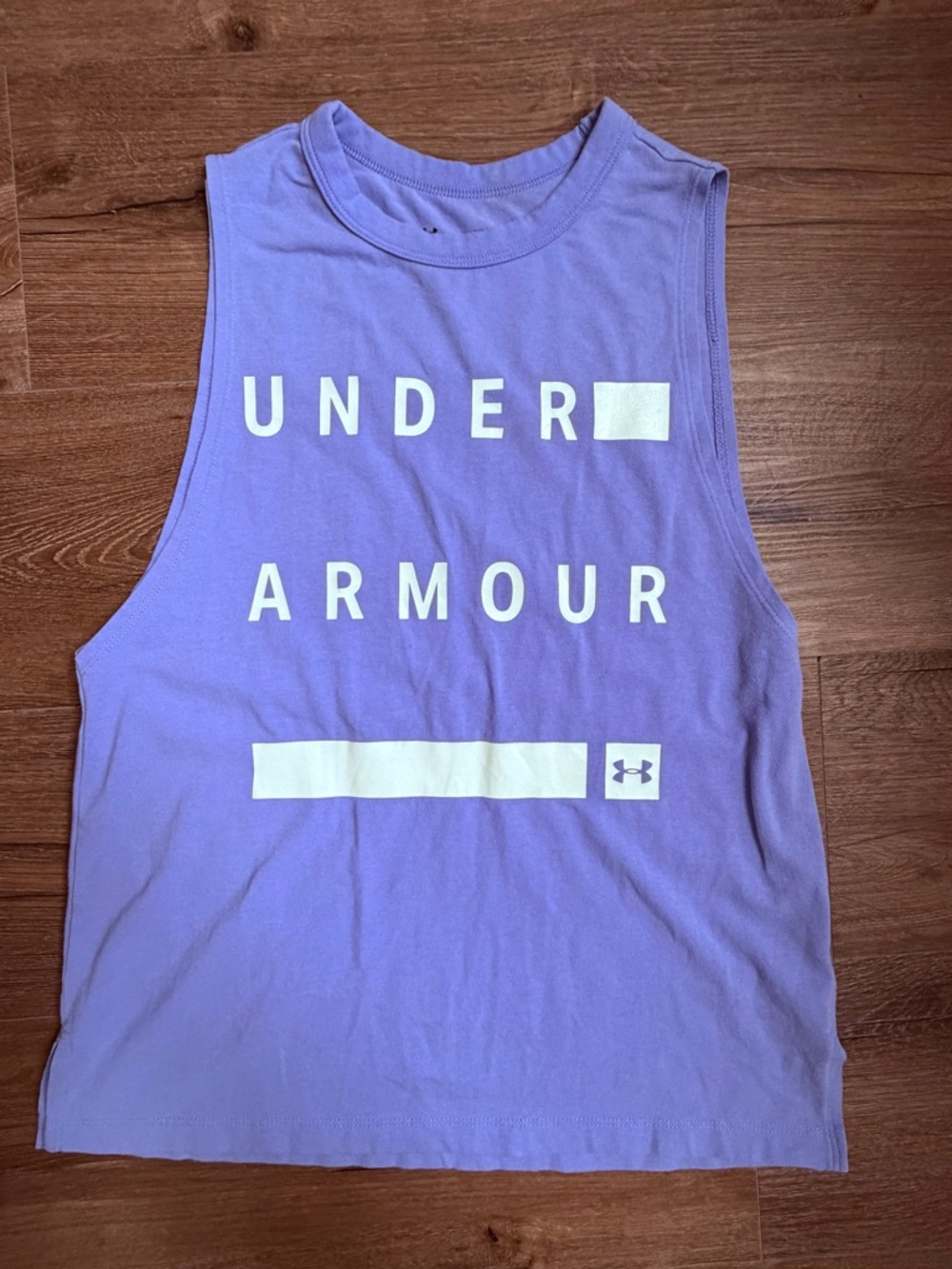 Under Armour Talc Blue Logo Muscle Tank Womens XS